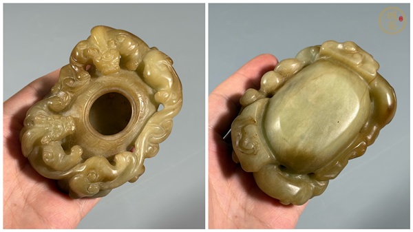 古玩玉器岫玉雕“螭龍紋水盂”真品鑒賞圖
