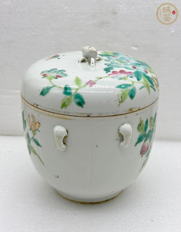 古玩陶瓷粉彩花卉紋粥罐真品鑒賞圖