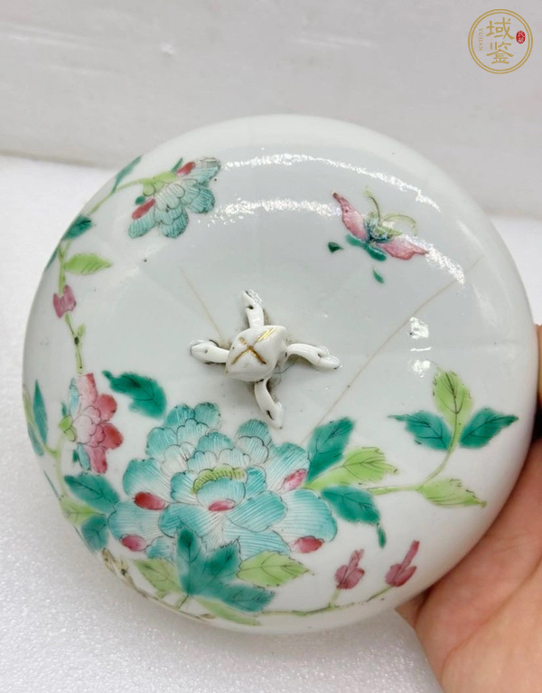 古玩陶瓷粉彩花卉紋粥罐真品鑒賞圖
