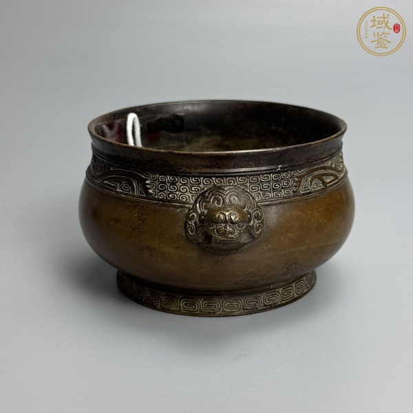 古玩銅器錦邊獅耳爐真品鑒賞圖