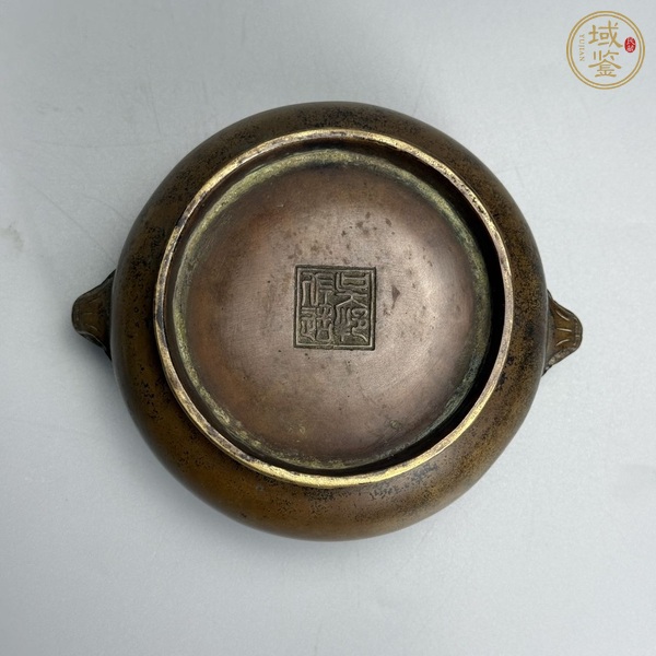 古玩銅器錦邊獅耳爐真品鑒賞圖