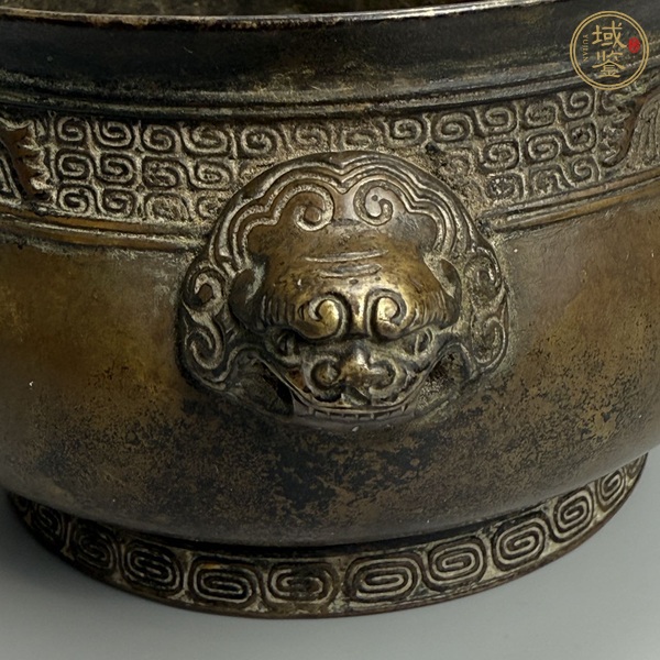 古玩銅器錦邊獅耳爐真品鑒賞圖