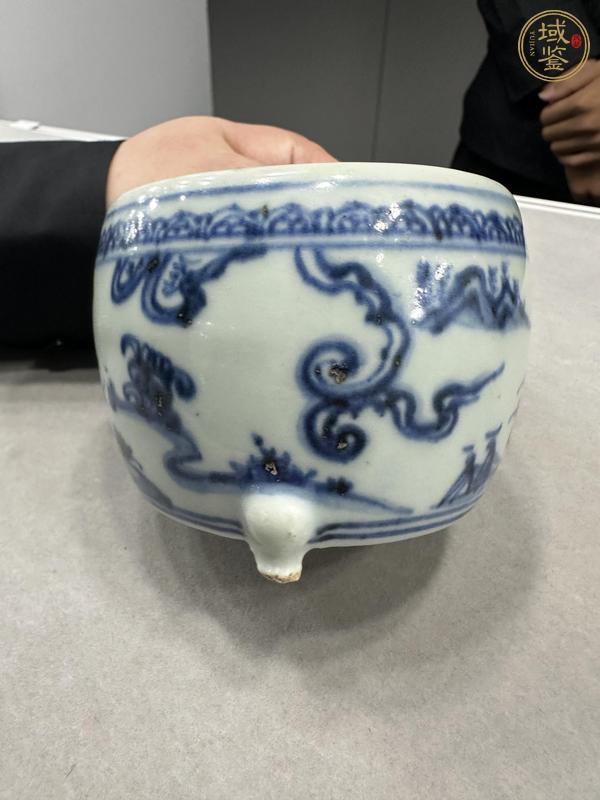 古玩陶瓷青花人物紋香爐真品鑒賞圖