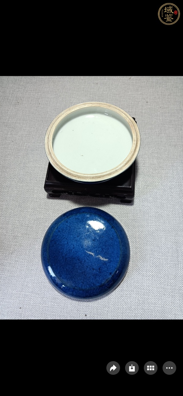 古玩陶瓷灑藍釉蓋盒真品鑒賞圖