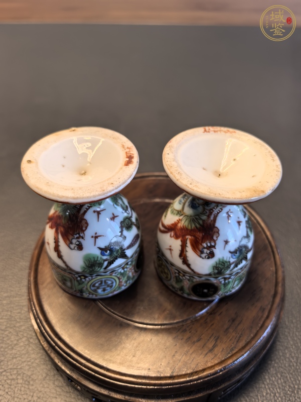 古玩陶瓷廣彩花鳥紋高足杯真品鑒賞圖