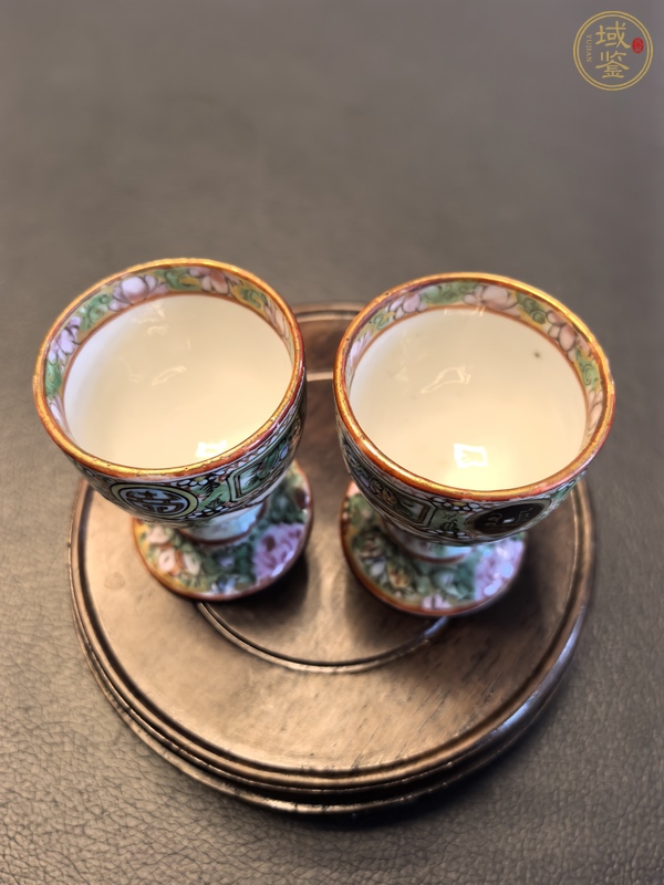 古玩陶瓷廣彩花鳥紋高足杯真品鑒賞圖