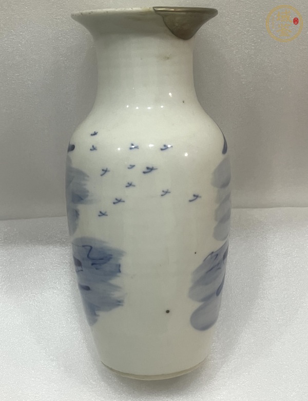 古玩陶瓷樵漁耕讀山水紋青花瓶真品鑒賞圖