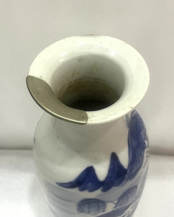古玩陶瓷樵漁耕讀山水紋青花瓶拍賣，當前價格1688元