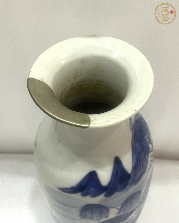 古玩陶瓷樵漁耕讀山水紋青花瓶真品鑒賞圖
