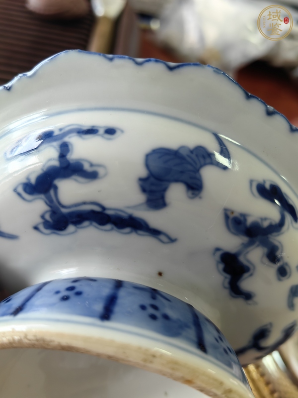 古玩陶瓷青花壽字紋供盤真品鑒賞圖