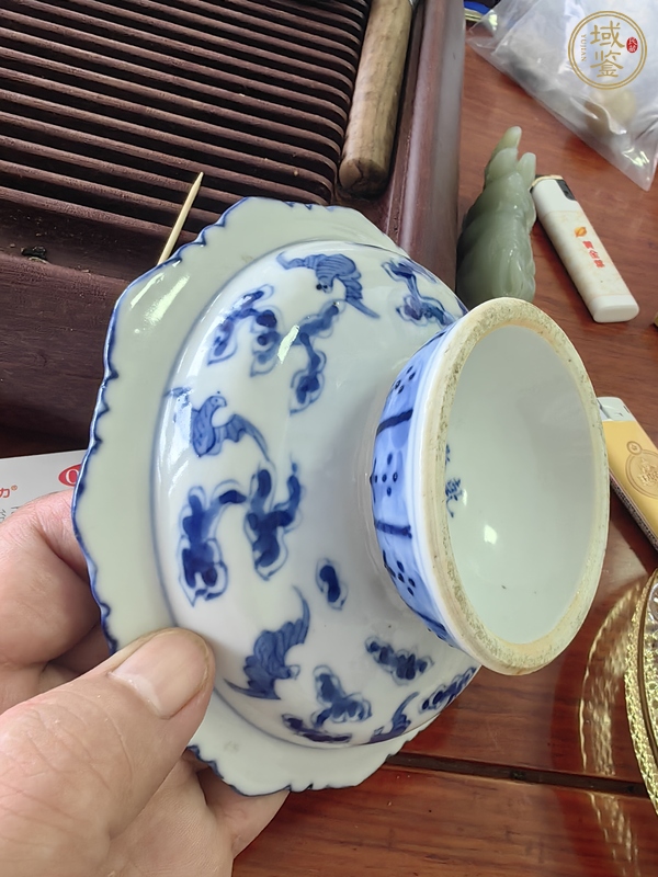 古玩陶瓷青花壽字紋供盤真品鑒賞圖