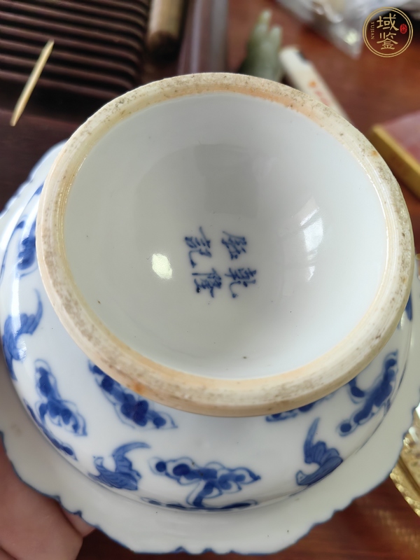 古玩陶瓷青花壽字紋供盤真品鑒賞圖