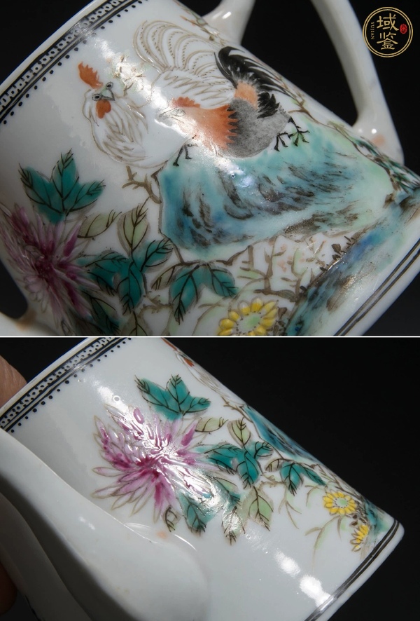 古玩陶瓷粉彩花鳥紋壺真品鑒賞圖