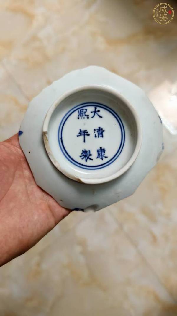古玩陶瓷云鶴紋青花標本真品鑒賞圖