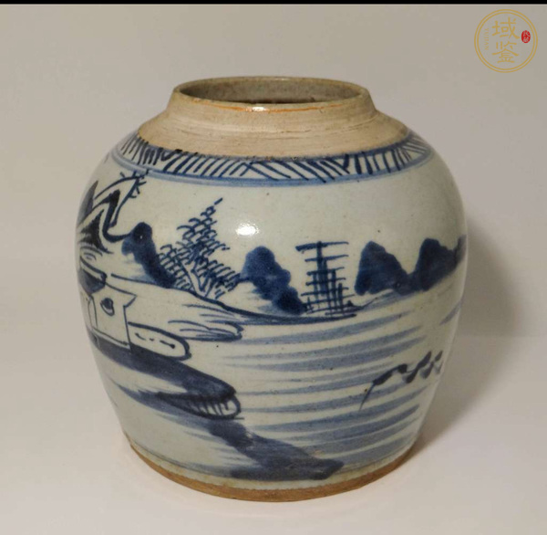 古玩 山水紋青花罐真品鑒賞圖