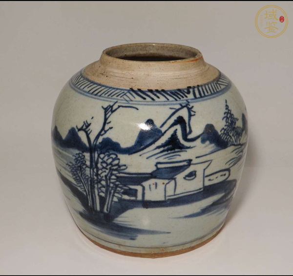 古玩陶瓷 山水紋青花罐真品鑒賞圖