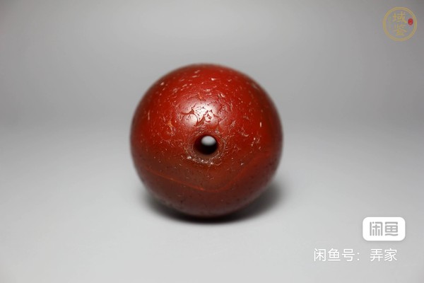 古玩玉器紅瑪瑙珠真品鑒賞圖