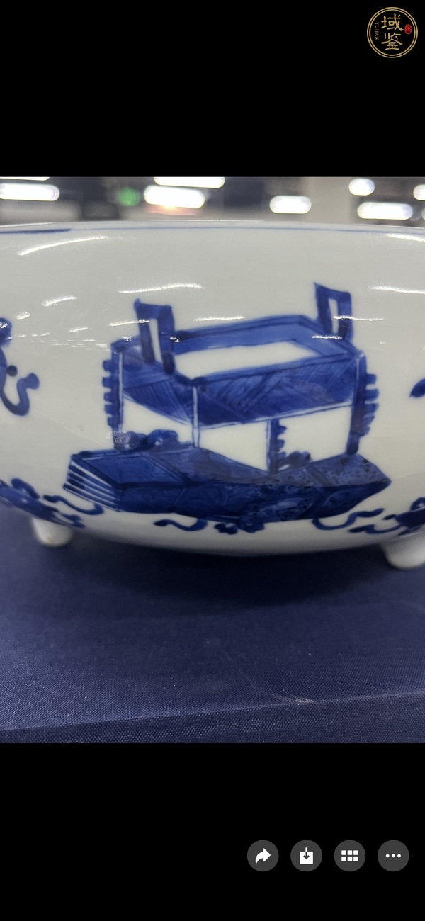 古玩陶瓷博古圖青花香爐真品鑒賞圖