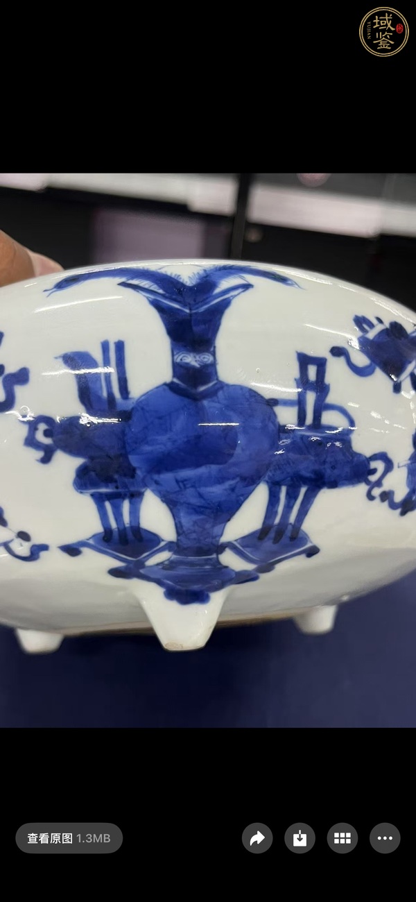 古玩陶瓷博古圖青花香爐真品鑒賞圖