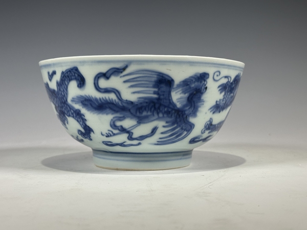古玩陶瓷清康熙·青花游龍戲鳳紋碗拍賣,當前價格10000元